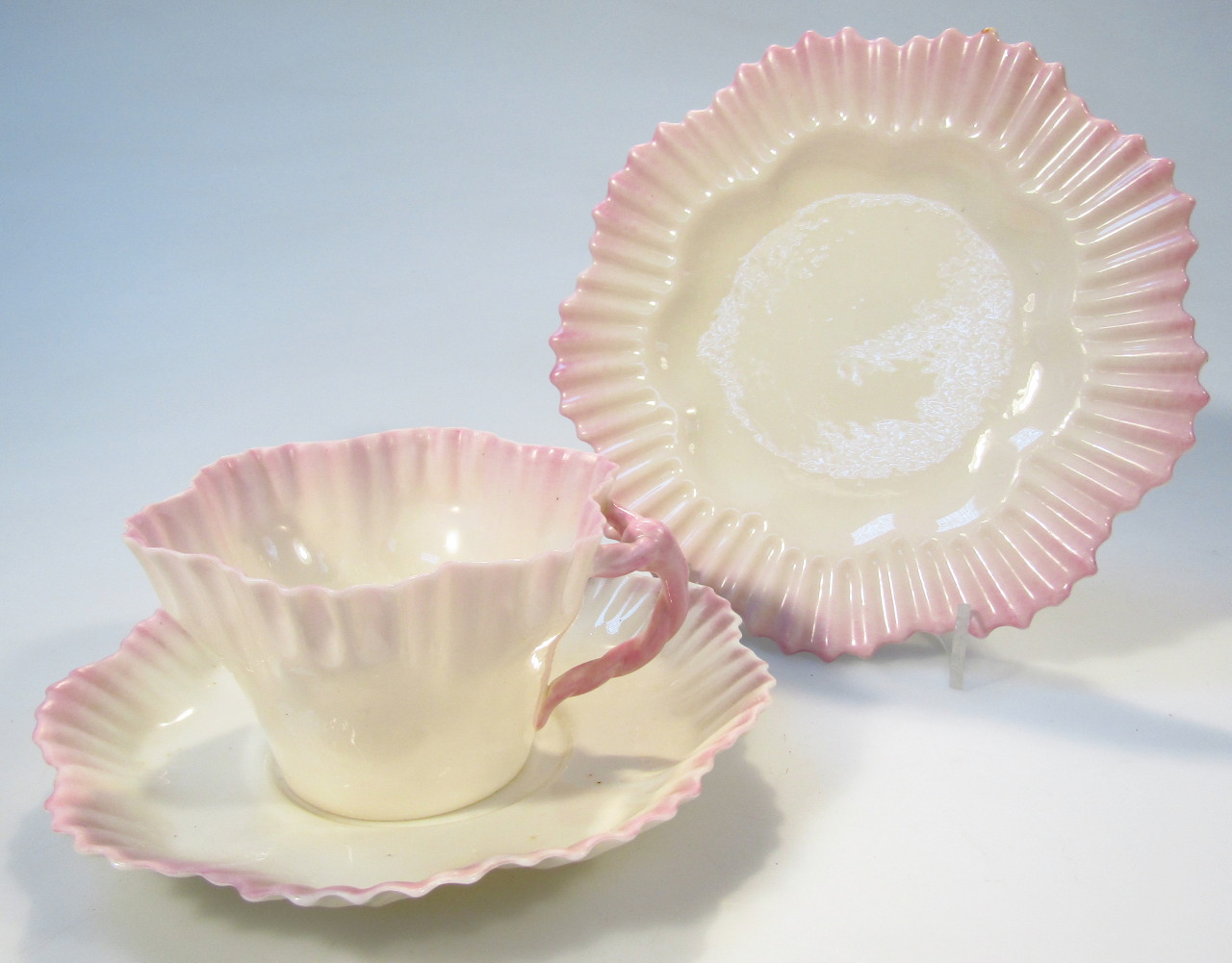 Appraisal: A Belleek Fine Parian china trio comprising cup saucer and