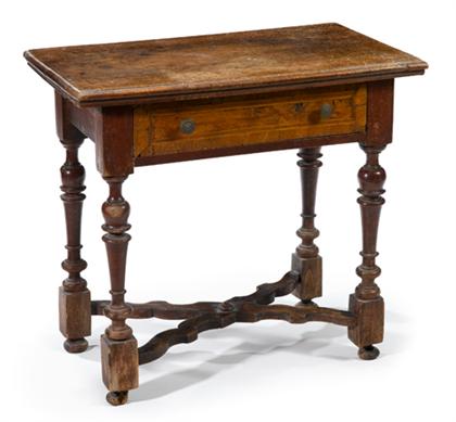 Appraisal: Spanish Baroque walnut side table late th century The rectangular