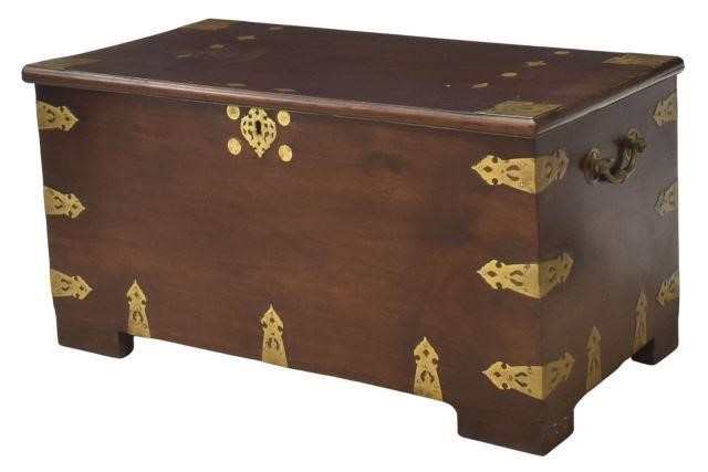 Appraisal: Portuguese Colonial brass-bound storage chest th c having pierced brass