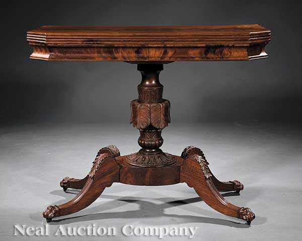 Appraisal: A Fine American Classical Carved Mahogany Games Table early th