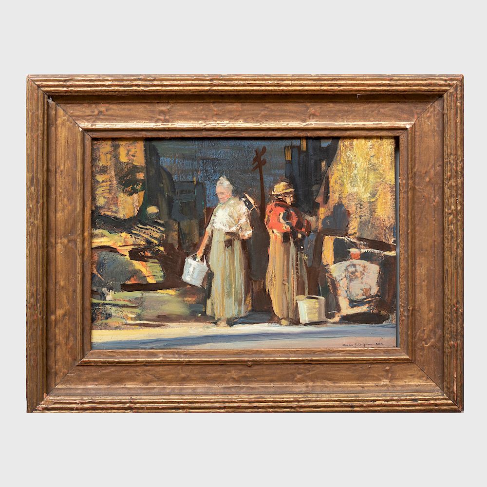 Appraisal: Charles S Chapman - The Scrub Woman Oil on board