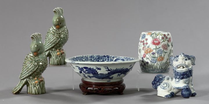 Appraisal: Interesting Five-Piece Collection of Oriental Porcelain comprised of a blue