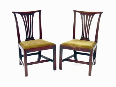 Appraisal: A pair of George III mahogany side chairs the slightly