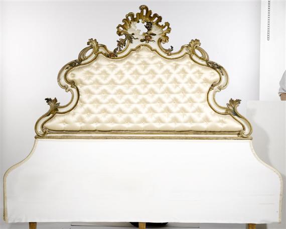 Appraisal: A BED HEADBOARD Rococo style Italy th c Wood painted