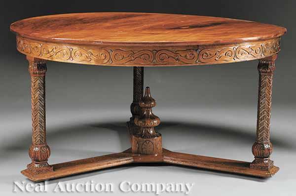 Appraisal: A Large French Walnut Center Table th c circular top