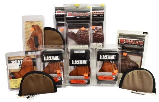 Appraisal: lot of New packaged leather pistol holsters including Blackhawk right