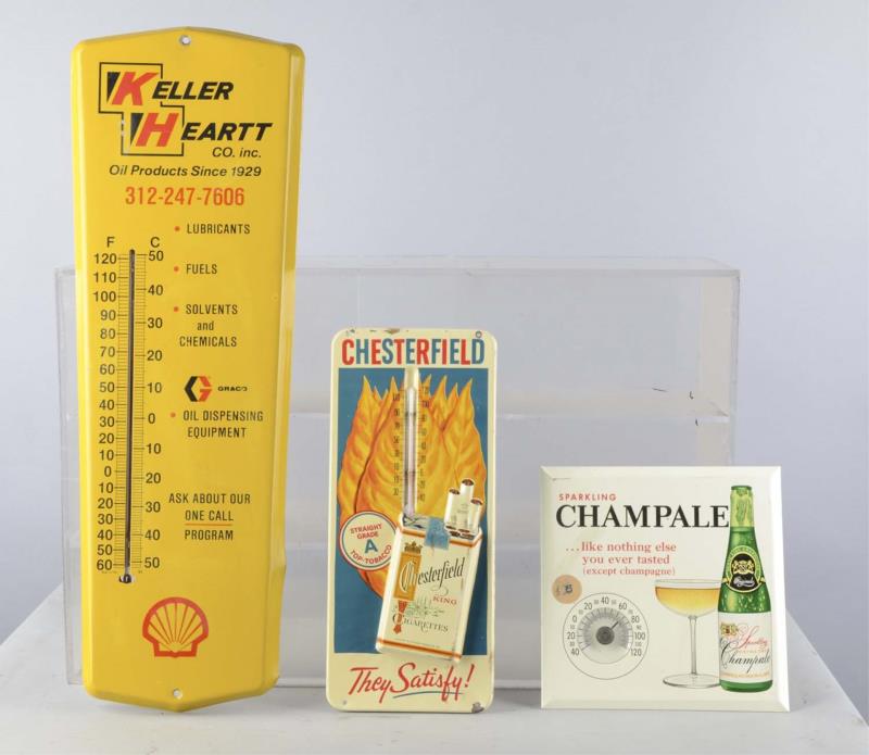 Appraisal: Lot of Advertising Thermometer Signs Advertising companies include Royal Cola