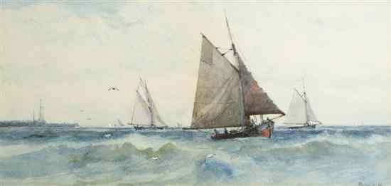 Appraisal: Alexander Bower American - Sailboats watercolor on paper signed Bower