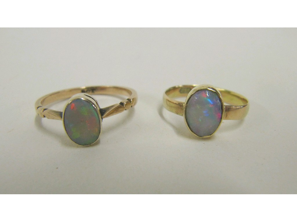 Appraisal: Two Victorian ct rose gold opal single stone rings