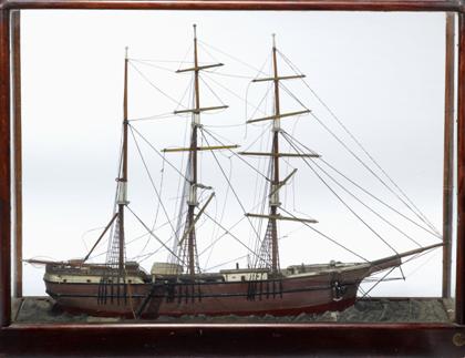 Appraisal: Cased model of a two masted sailing shiplate th century