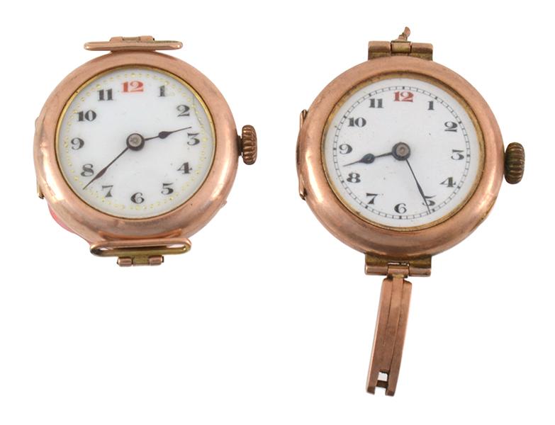 Appraisal: TWO CT GOLD WRISTWATCH CASES AS FOUND