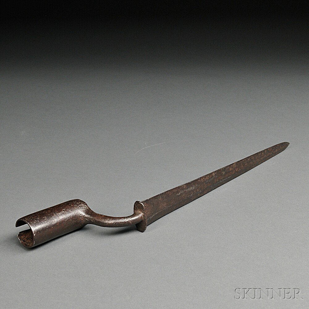 Appraisal: Dutch Socket Bayonet c mid- th century rectangular iron blade