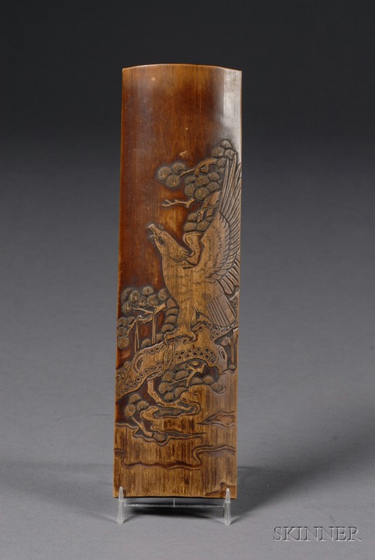 Appraisal: Bamboo Wrist Rest early th century surface carved in relief