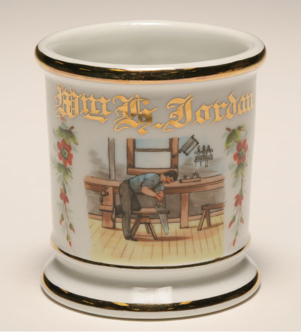 Appraisal: Occupational shaving mug Carpenter Gilt trim J C Bavaria Good