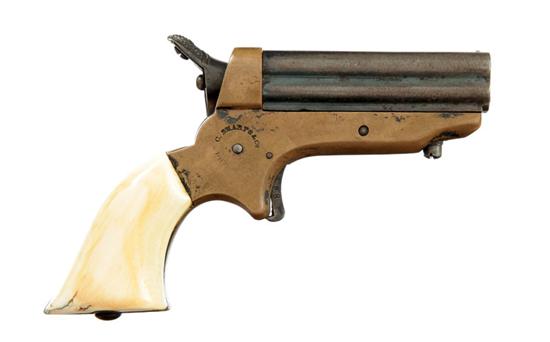 Appraisal: SHARPS PEPPERBOX PISTOL Model caliber '' four-barrel cluster brass frame