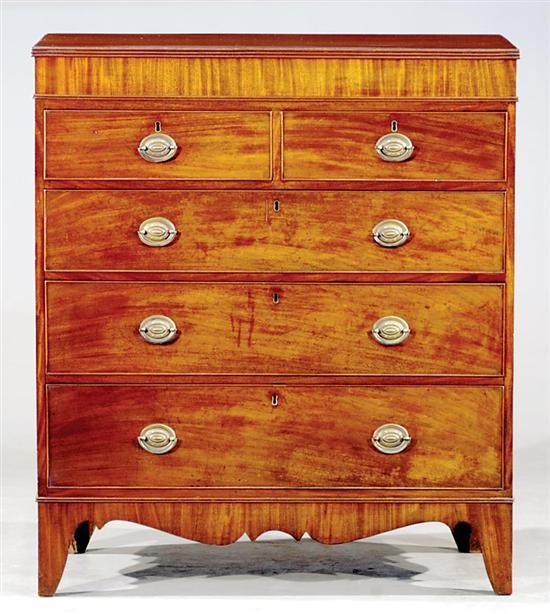 Appraisal: Georgian style mahogany chest of drawers late th century rectangular