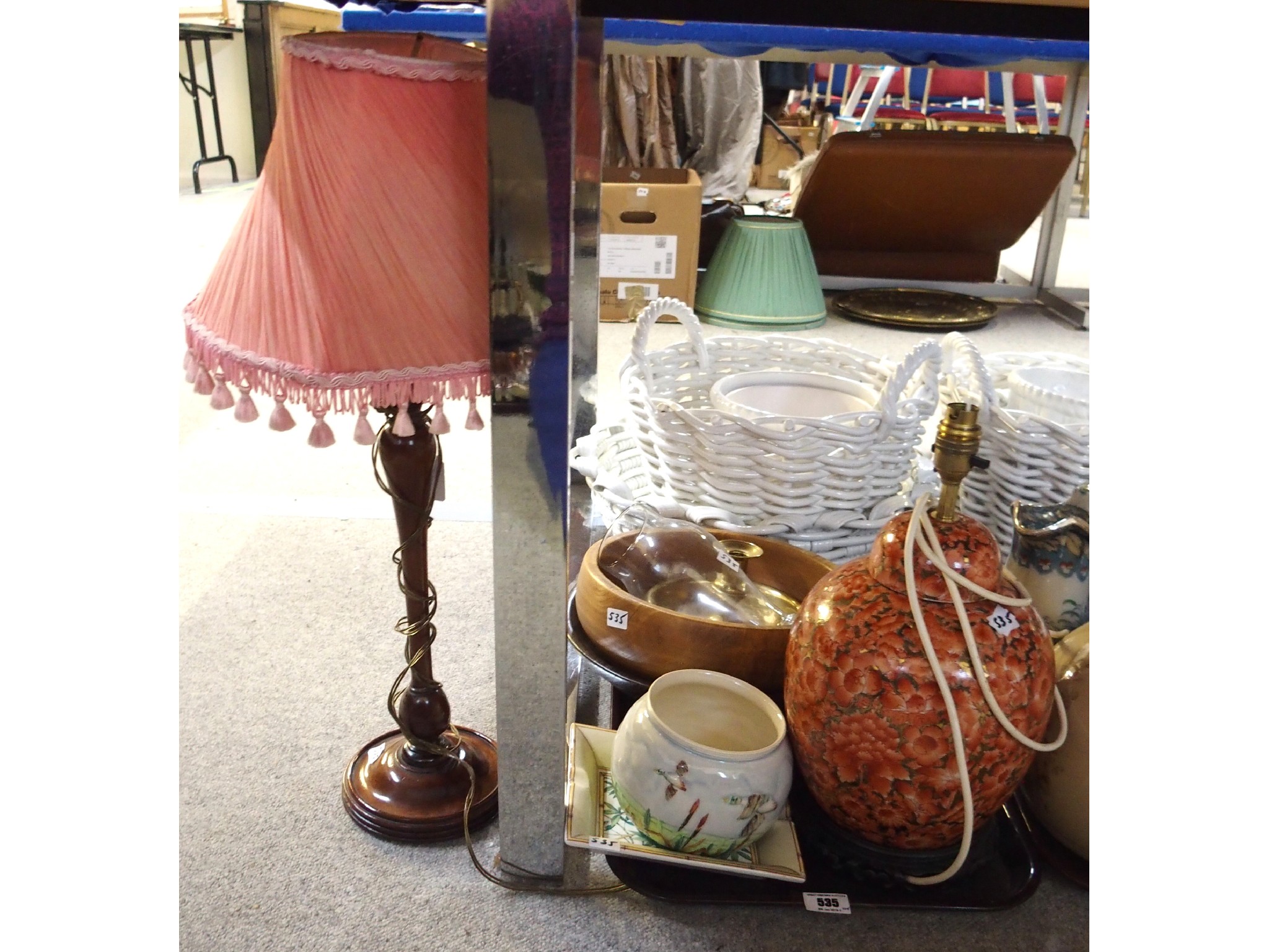 Appraisal: Lot comprising a mahogany table lamp and a tray lot