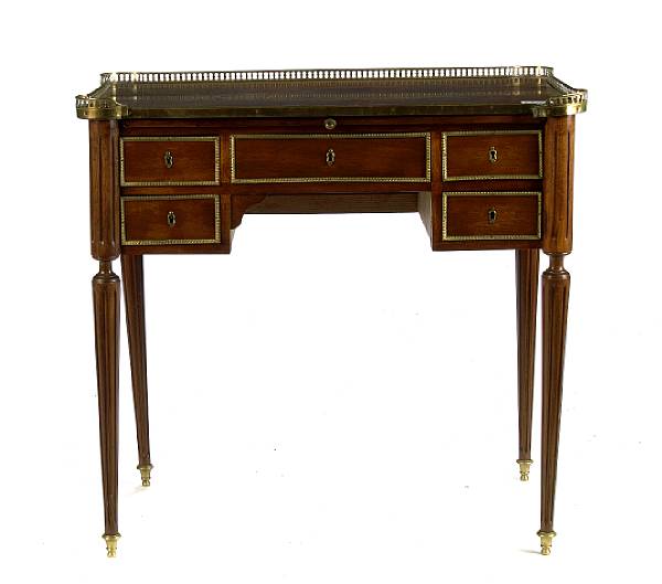 Appraisal: A Louis XVI style brass mounted writing desk height in