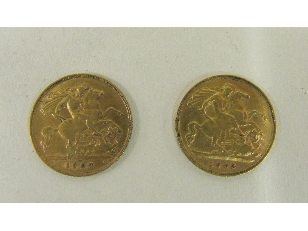 Appraisal: Two Edward VII half sovereigns dated