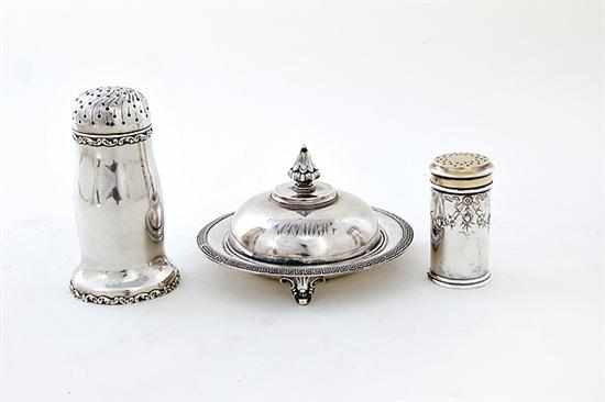 Appraisal: America sterling covered butter dish by Gale Son and two