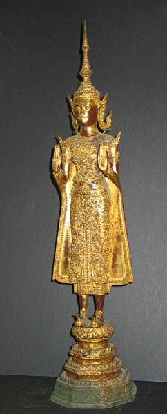 Appraisal: A Thai Bangkok style gilt lacquered bronze Buddha Dressed a