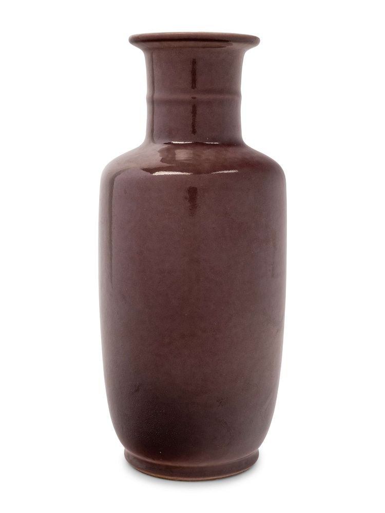 Appraisal: A Chinese Purple Glazed Porcelain Rouleau Vase A Chinese Purple