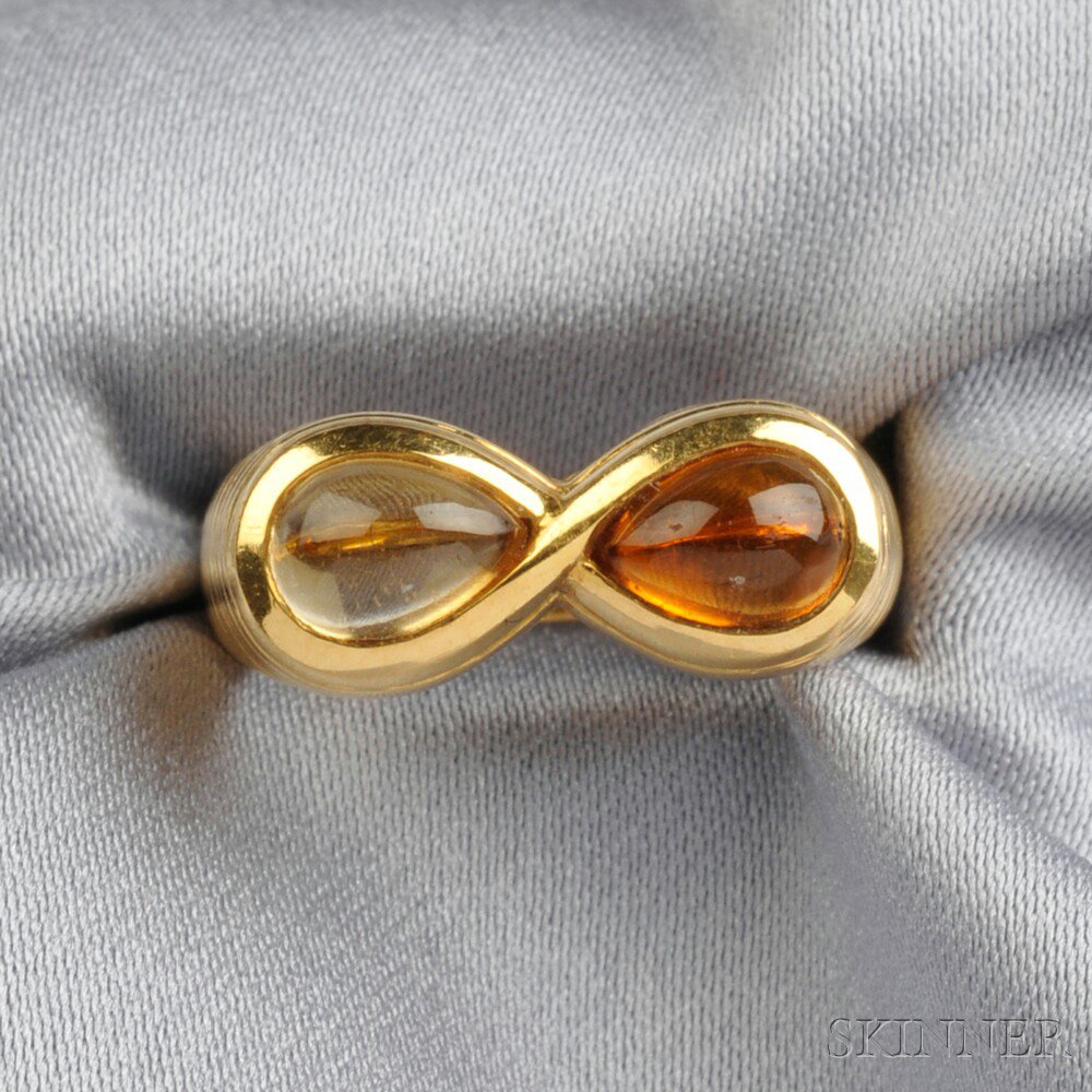 Appraisal: kt Gold and Citrine Twin-stone Ring Bulgari set with cabochon