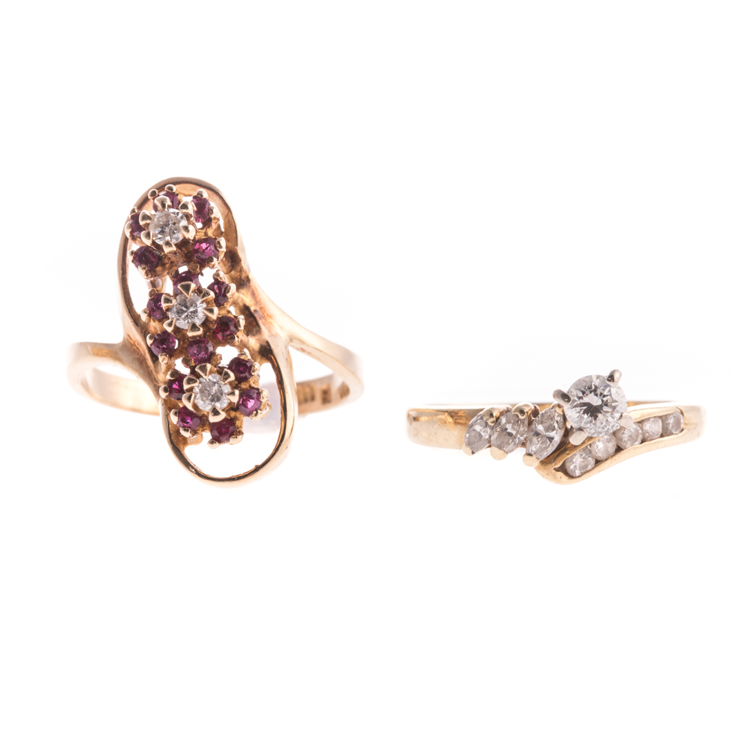 Appraisal: A Pair of Lady's Gemstone Rings K yellow gold diamond