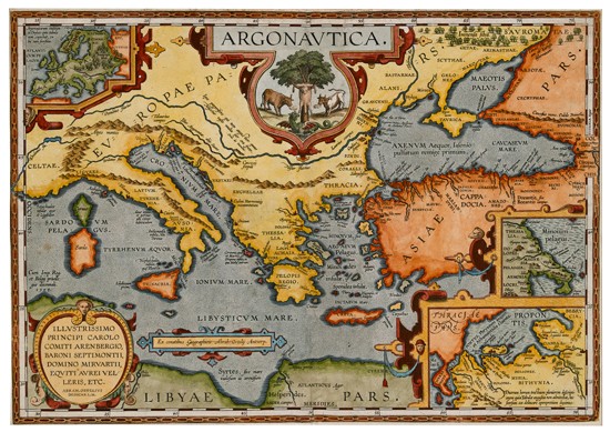 Appraisal: ORTELIUS ABRAHAM Argonautica Double-page engraved map of the Classical world