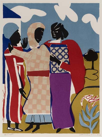 Appraisal: ROMARE BEARDEN - Three Women Easter Sunday Color lithograph x