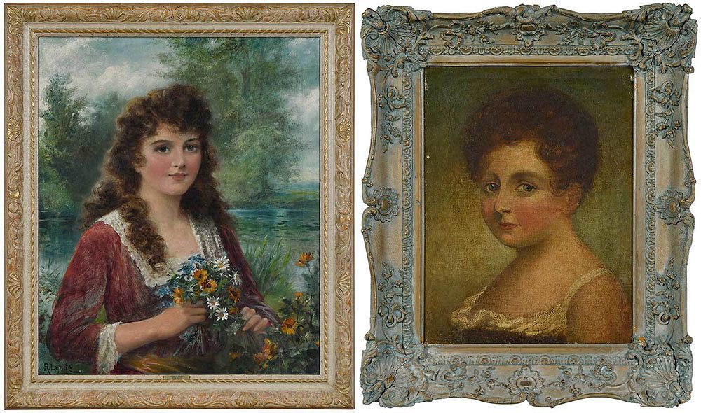 Appraisal: Two British School Portraits British th th Century Young Lady