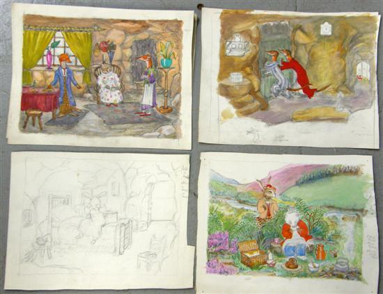 Appraisal: Margaret Ross four book illustrations Three watercolours and one pencil