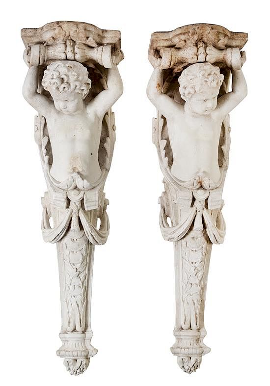 Appraisal: A Pair of Large Composition Corbels Height inches A Pair