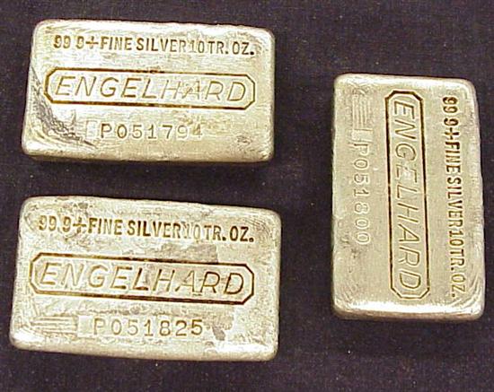 Appraisal: Three silver ingots tr oz