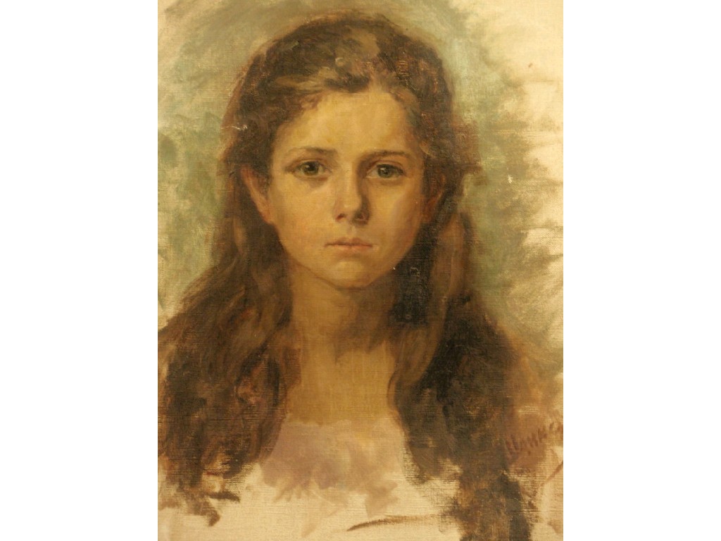 Appraisal: Russian School Head and shoulders study of a young girl