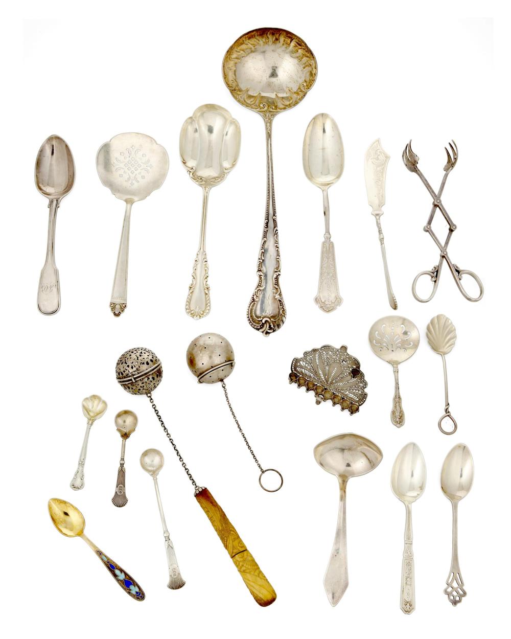 Appraisal: A group of sterling silver flatware and holloware th century