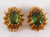 Appraisal: A pair of yellow metal tests carat gold green tourmaline