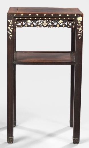 Appraisal: Tall South China Carved Mahogany Tiered Table first quarter th