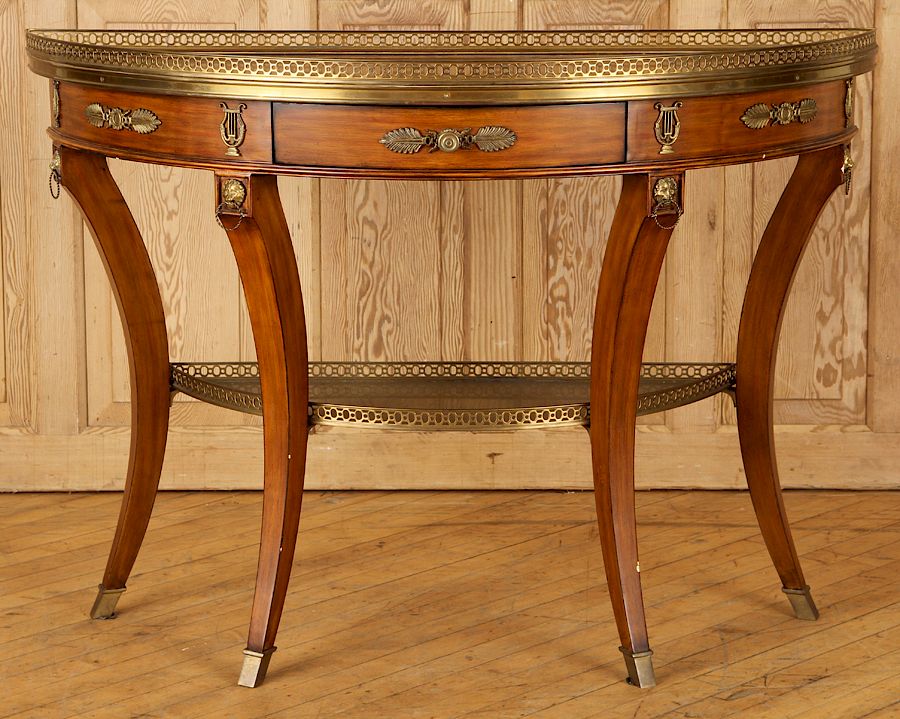 Appraisal: FRENCH EMPIRE STYLE MAHOGANY CONSOLE A French Empire style mahogany