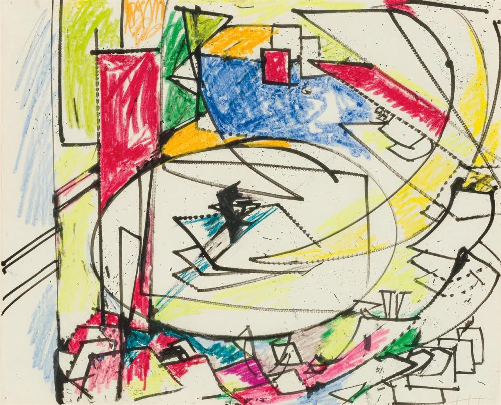 Appraisal: HANS HOFMANN American German - Untitled oil pastel crayon with