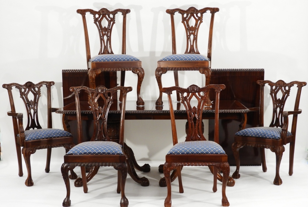 Appraisal: AMERICAN MAHOGANY CHIPPENDALE DINNING ROOM SET United States Late th