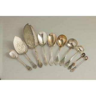 Appraisal: Assorted Silver Serving Pieces Gothic Pattern Ten assembled silver serving