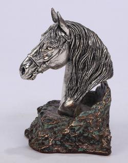 Appraisal: Vintage naturalistic silver bust of a horse with a flowing