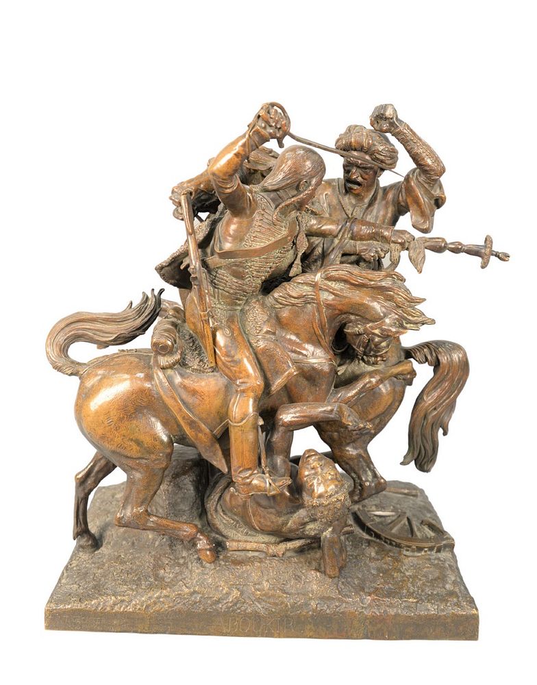 Appraisal: Jean-Francois Theodore Gechter - Aboukir bronze figural group having two