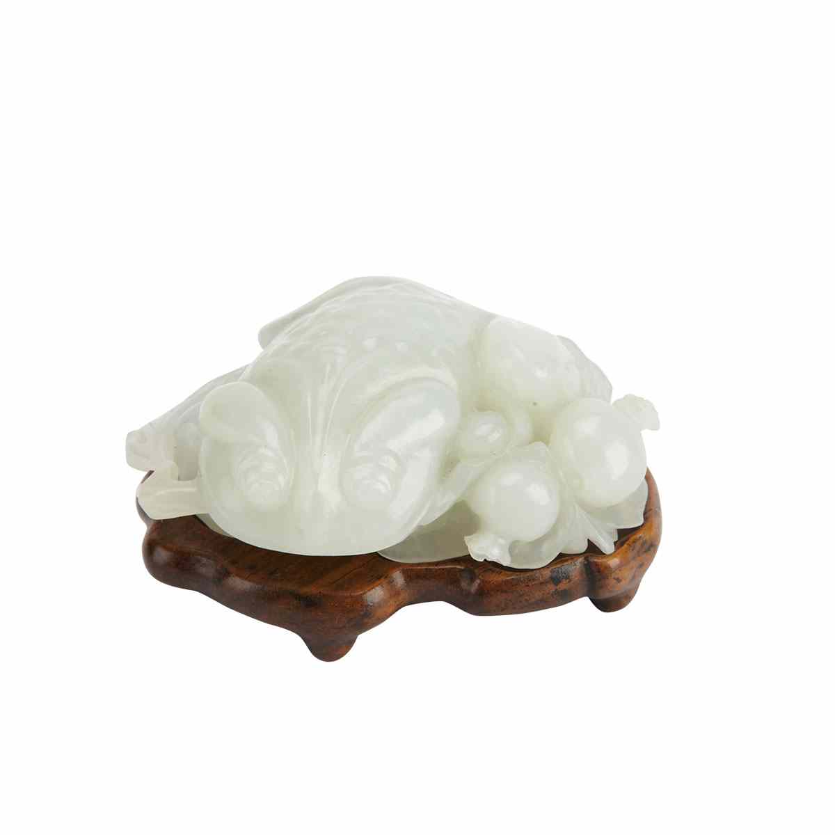 Appraisal: White Jade Carving of a Toad th th Century Well