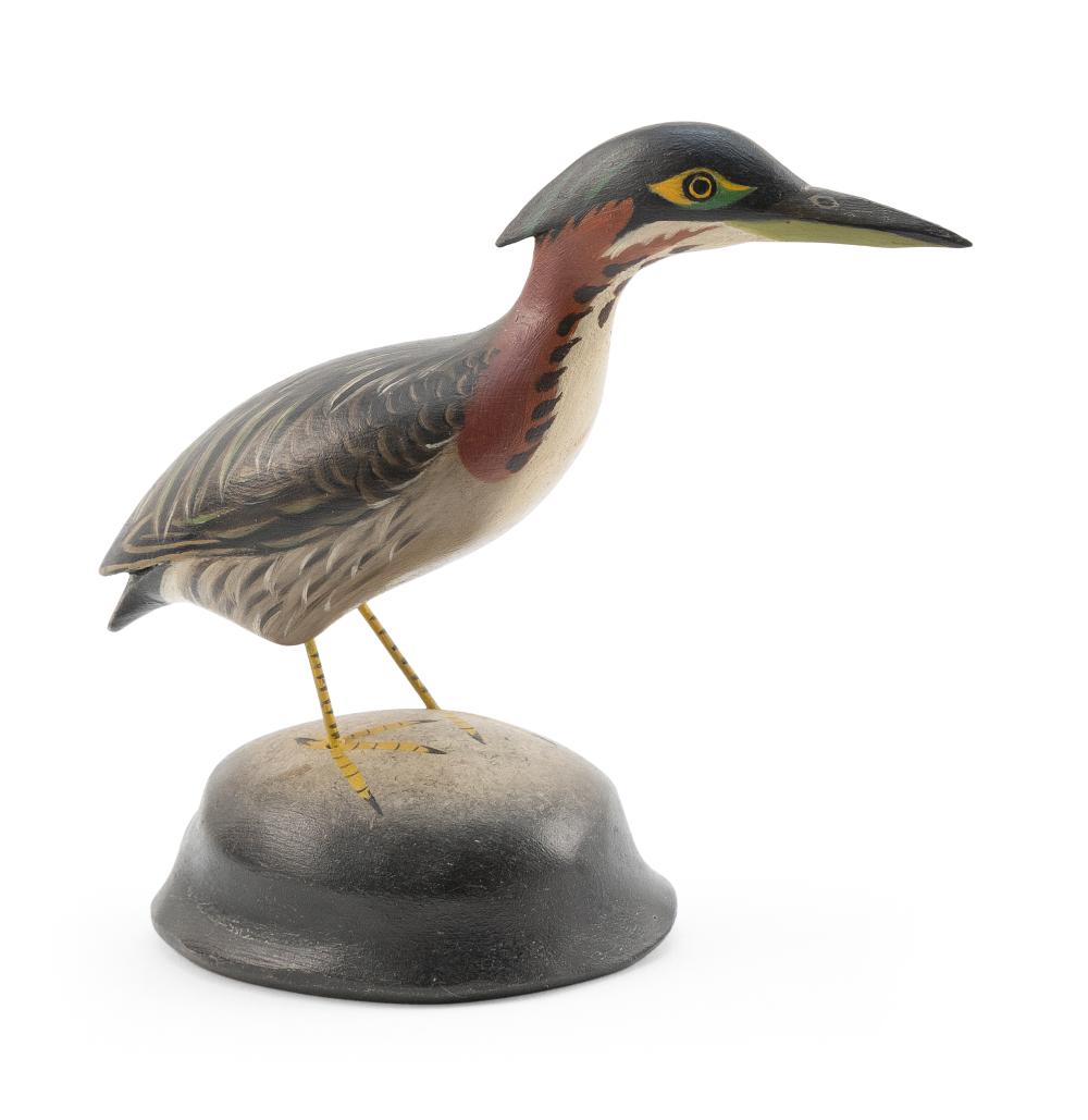 Appraisal: A ELMER CROWELL MINIATURE GREEN HERON EAST HARWICH MASSACHUSETTS CIRCA