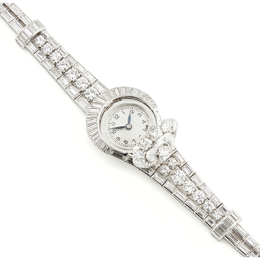 Appraisal: A s lady's diamond set bracelet watchthe circular dial with