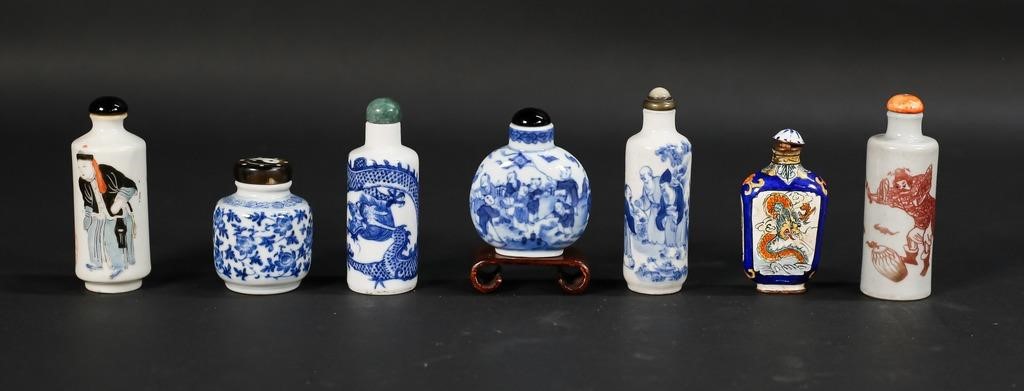 Appraisal: Chinese porcelain and enamel snuff bottles porcelain bottles with hardstone