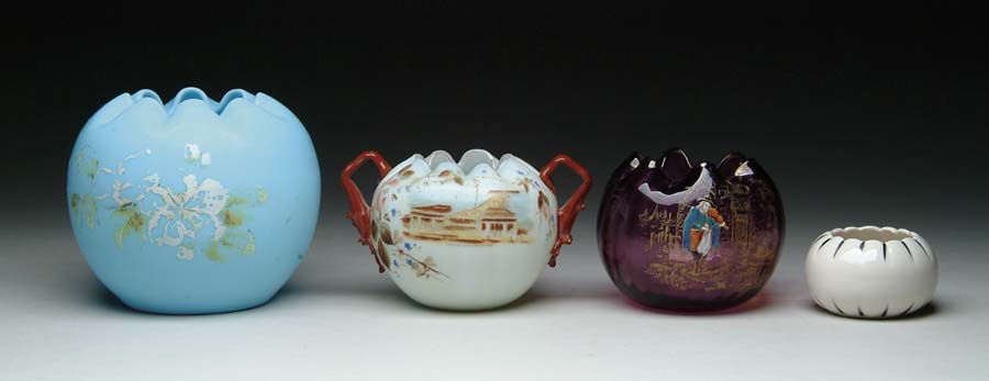 Appraisal: FOUR ROSE BOWLS Lot consists of one pottery rose bowl