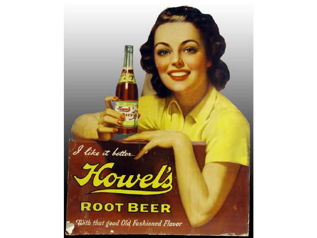 Appraisal: s Cardboard Howel's Root Beer Die-Cut easel-ba Description Great graphics